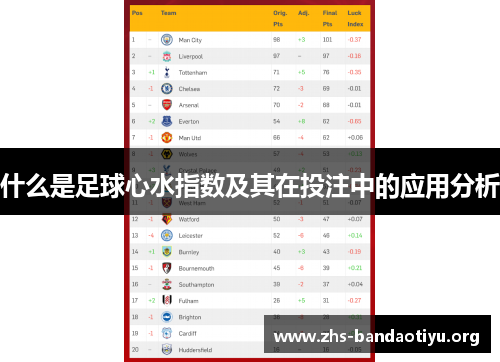 什么是足球心水指数及其在投注中的应用分析 什么是足球心水指数及其在投注中的应用分析