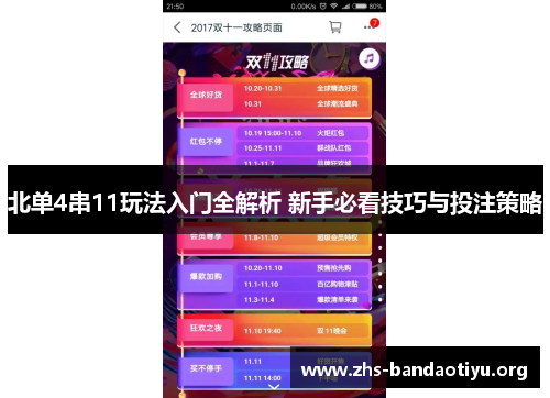 北单4串11玩法入门全解析 新手必看技巧与投注策略 北单4串11玩法入门全解析 新手必看技巧与投注策略